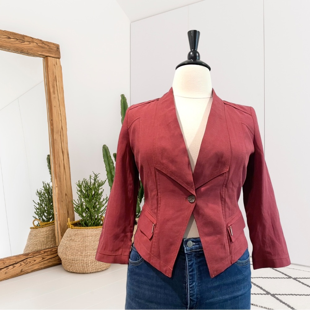 White House Black Market Linen Blend Blazer Jacket